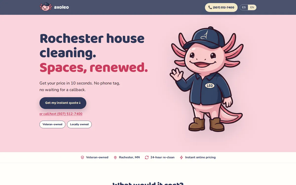 Axoleo website on desktop