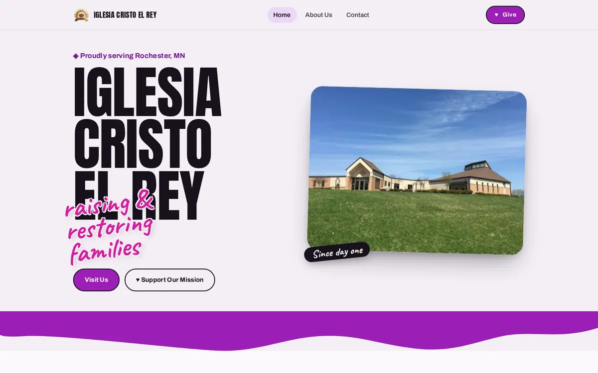 Iglesia Cristo El Rey website on desktop