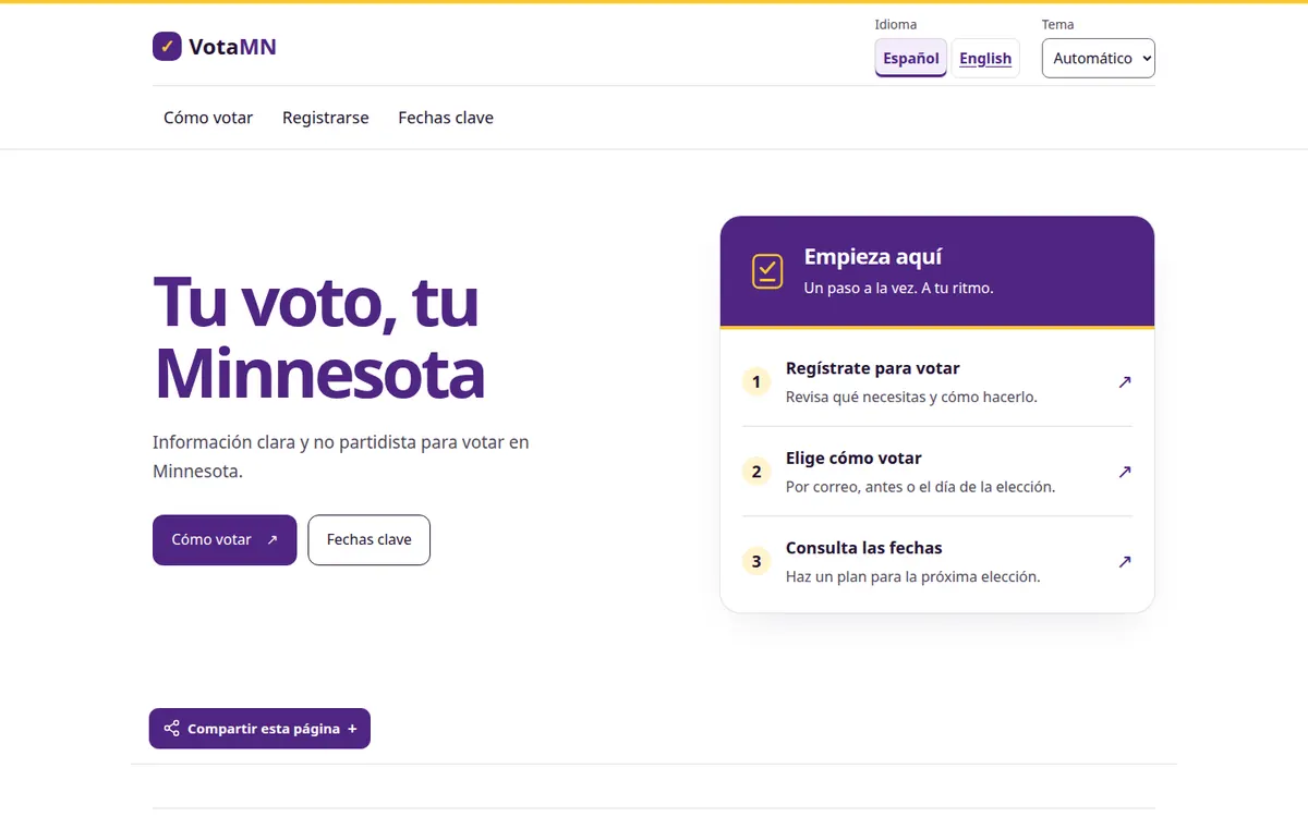 Vota MN website